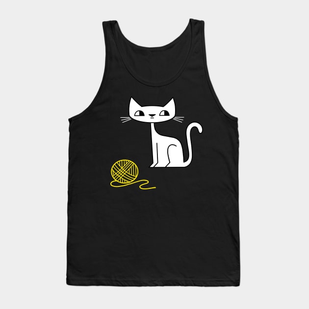 Cat. Yellow Yarn. Mischief Tank Top by Andy McNally